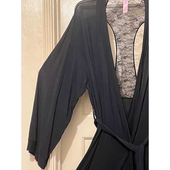 Savage X Fenty S/M Robe Exclusive CLF Racerback Long Sleeve Robe Caviar Black - Picture 11 of 16